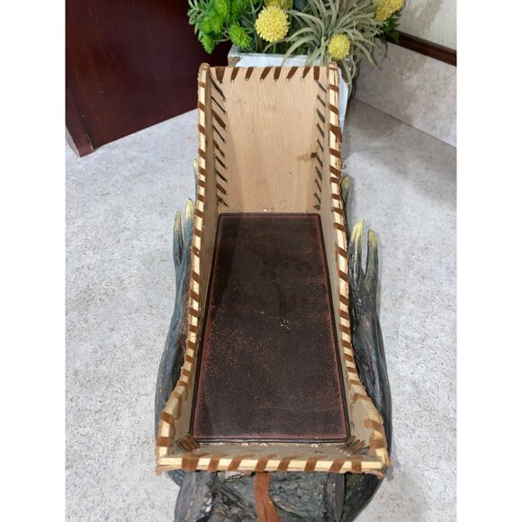 Rustic Handmade Antler & Birch Wood Decorative Sleigh Centerpiece 12.5"x6"x4.25" - Picture 4 of 7